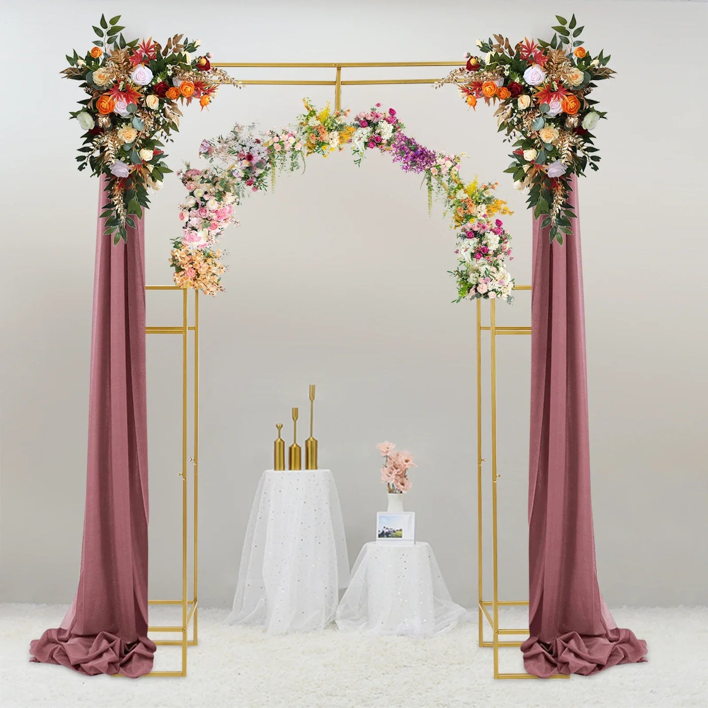 Gold Wedding Arches Ceremony Metal Balloon Arch Stand Garden Arbor