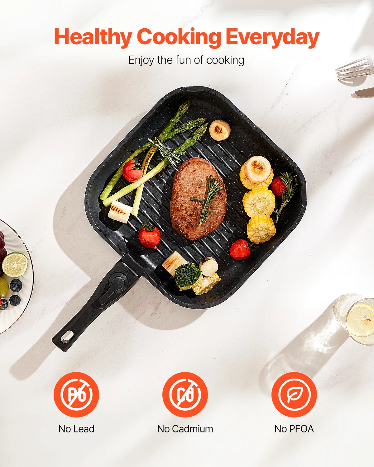 SucceBuy 17 Piece Nonstick Cookware Set Granite Pots And Pans