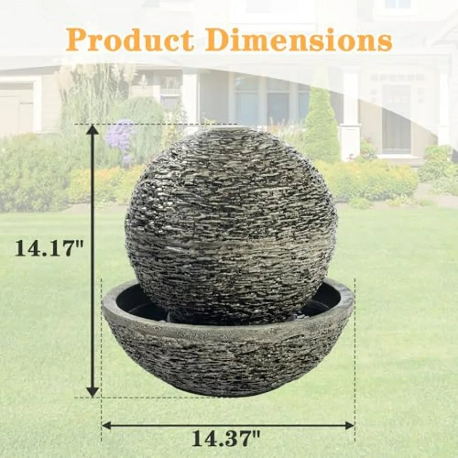 Outdoor Resin Stone Sphere Water Fountain With Pump For Patio