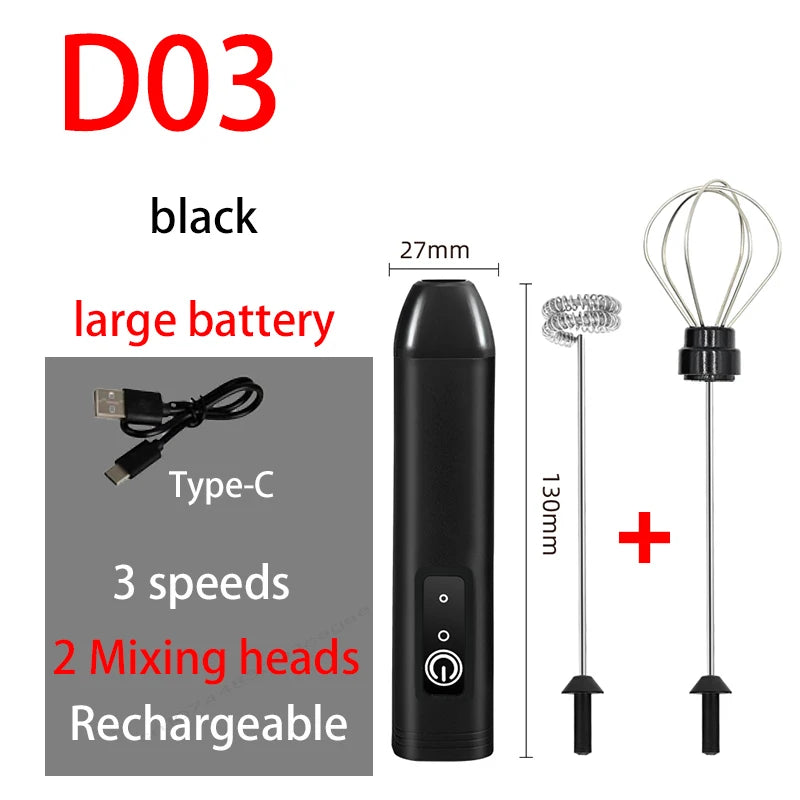 Electric Coffee Milk Foaming Frother Handheld Mixer