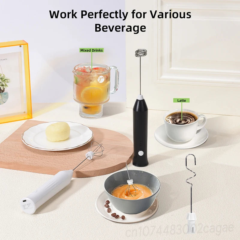 Electric Coffee Milk Foaming Frother Handheld Mixer