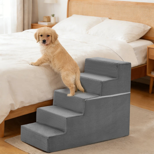 JHK 3-5 Step Right Angled Foam Dog Stairs Ramp NonSlip