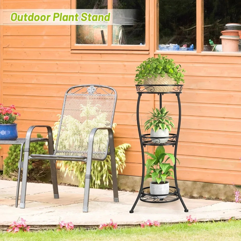 NBVCX 3 Tier Tall Metal Plant Stand Indoor Outdoor Rustproof
