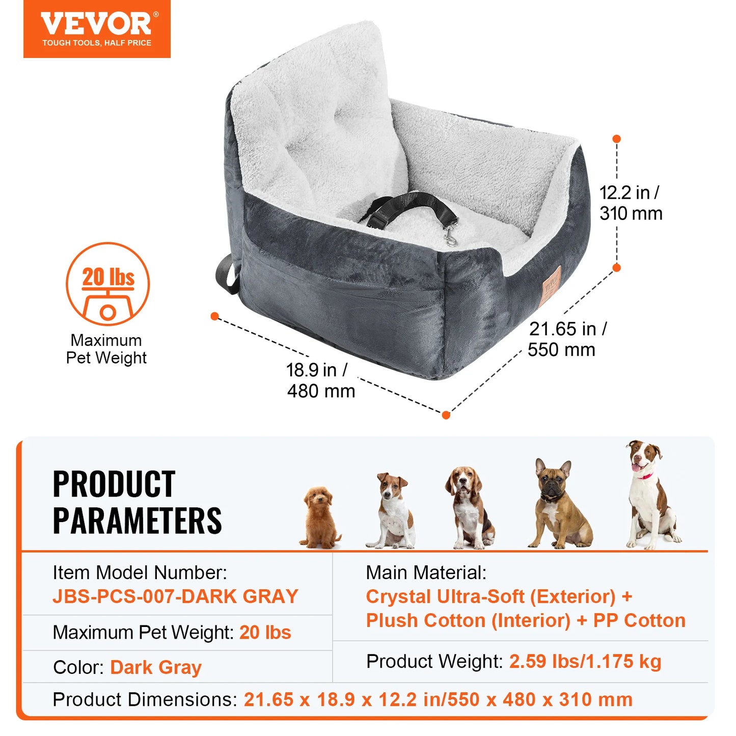 SucceBuy Waterproof Dog Car Seat Booster With Clip-On Leash