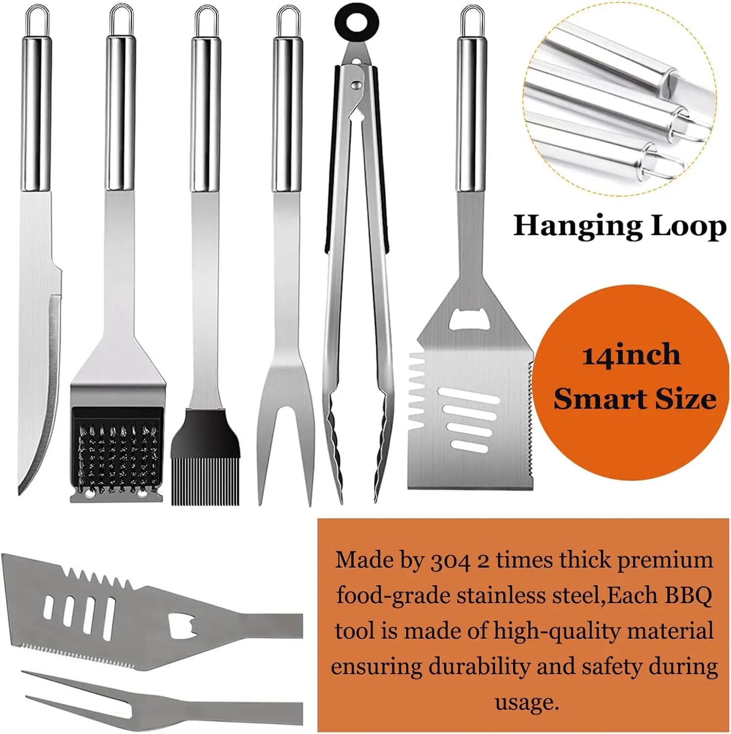 Grill Set With Apron And Tools For Outdoor Barbecues