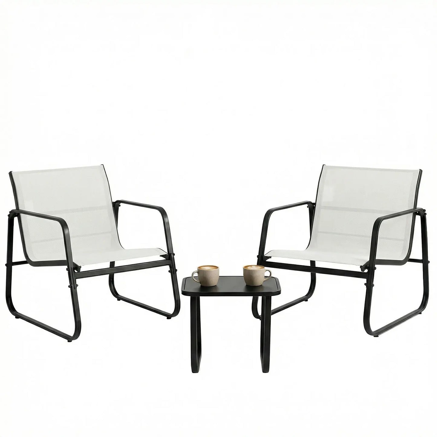 JHK Patio Furniture 3 Piece Set With Table Metal Frame
