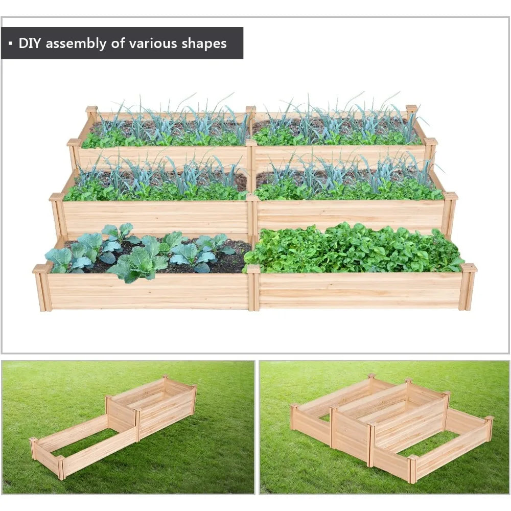 Wooden Raised Garden Bed Divisible Planter For Flowers Veggies