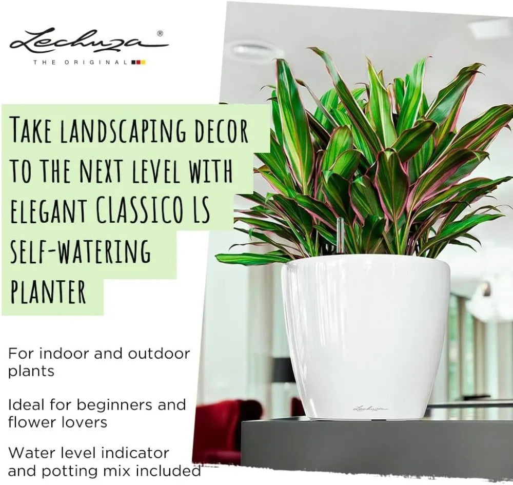 Self-Watering Plant Pot With Drainage Hole Indoor Outdoor Planter