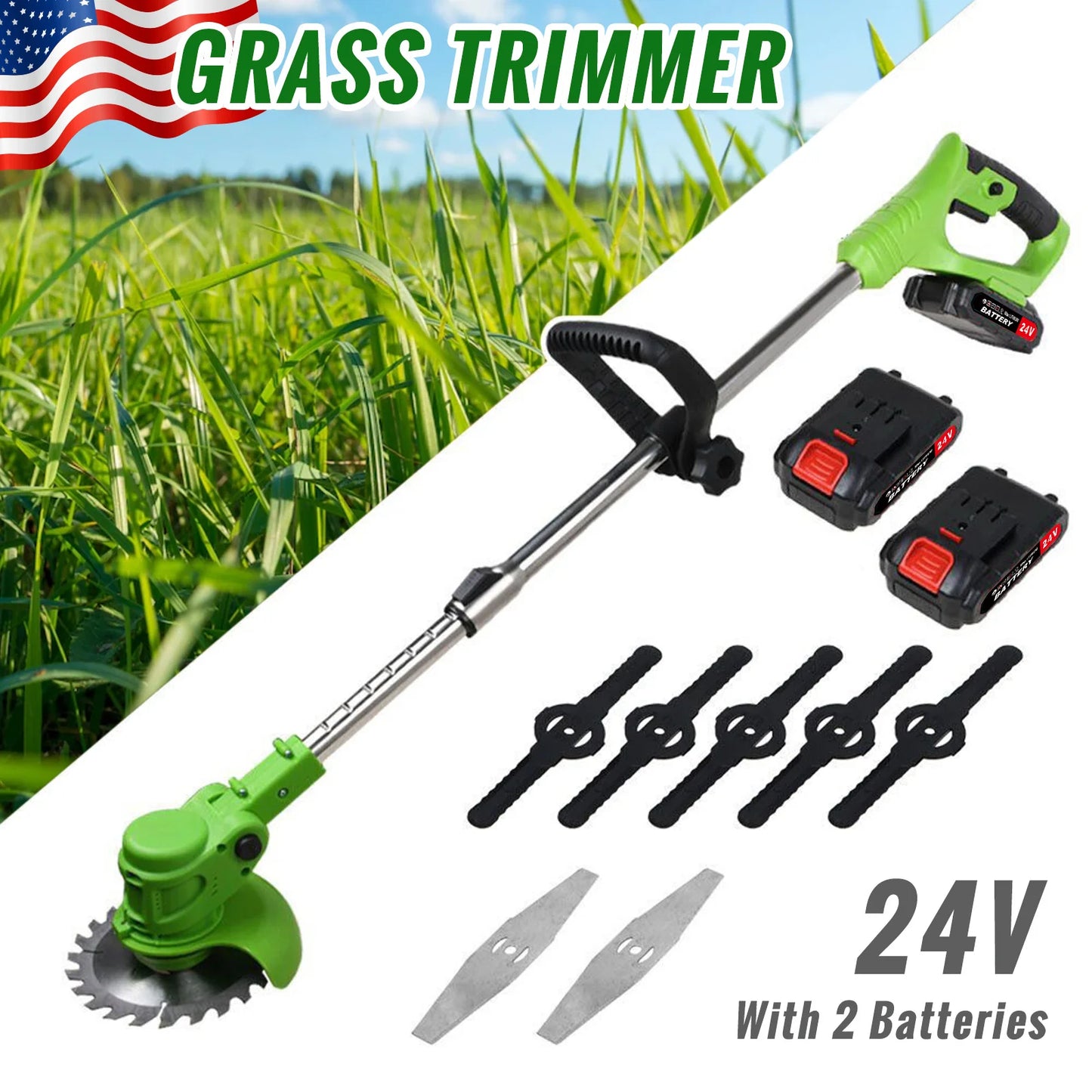 Cordless 2 In 1 Weed Trimmer With Brushless Motor Lawn