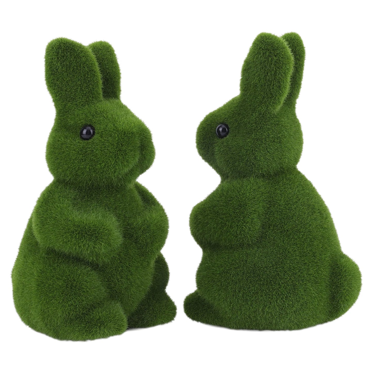 Flocking Bunny Statue Artificial Moss Rabbit Figurine For Garden Decor Patio