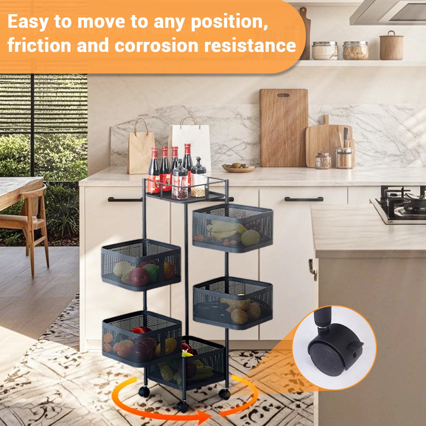 HobbyLane Five-Layer 360 Degree Rotatable Trolley Storage Rack
