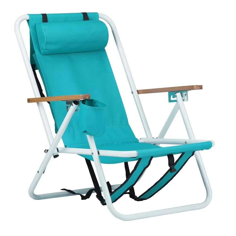 Two-Piece Folding Beach Chair Portable With Cup Holder For Travel