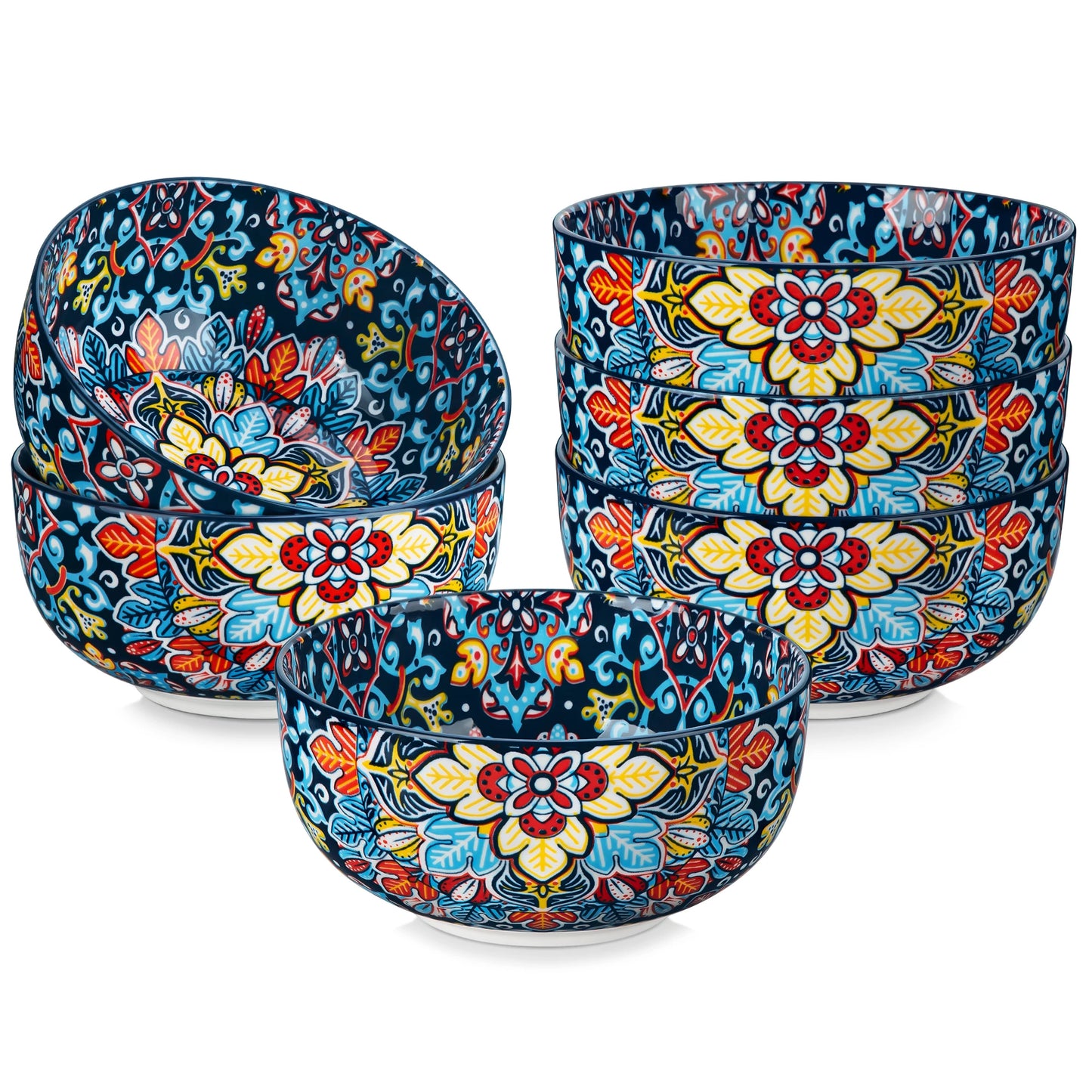 MALACASA Ceramic Cereal Bowls Set For Salad Pasta Oatmeal