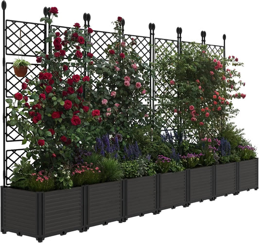 TWISTER.CK Plastic Planter Box With Trellis Rack For Gardens