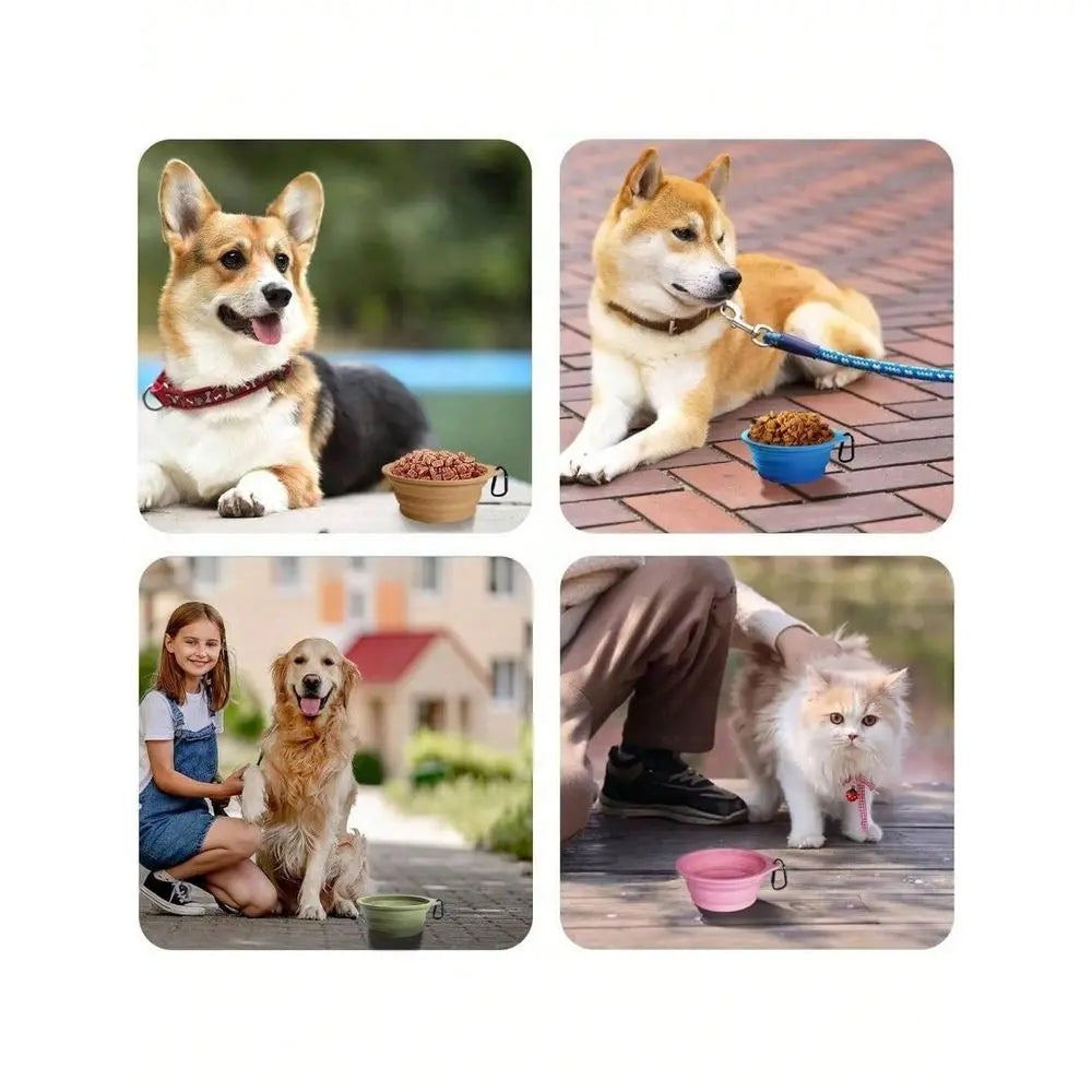 Collapsible Silicone Dog Bowls, Dishwasher Safe, Portable Travel Bowls