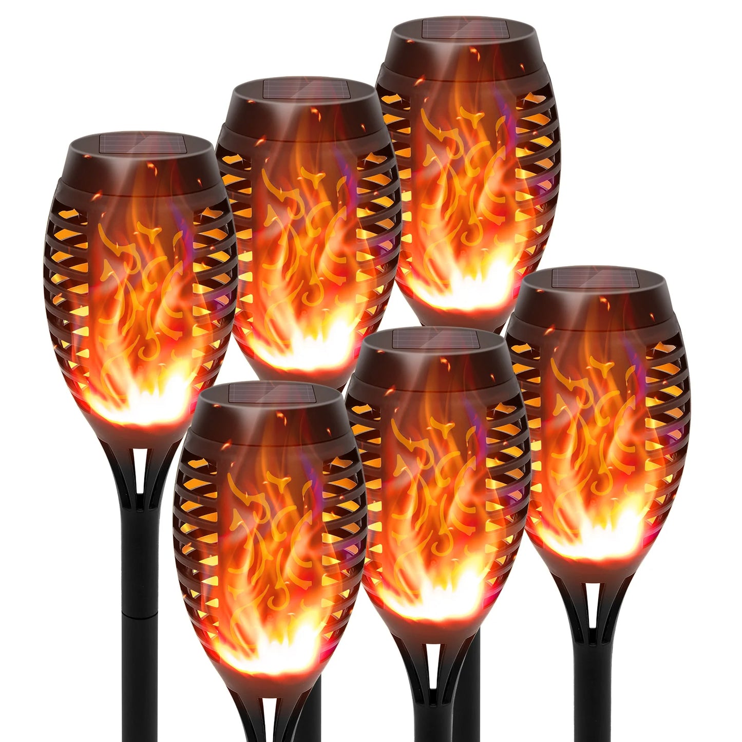 Solar Torch Lights With Flickering Flame Outdoor Waterproof Pathway Lights