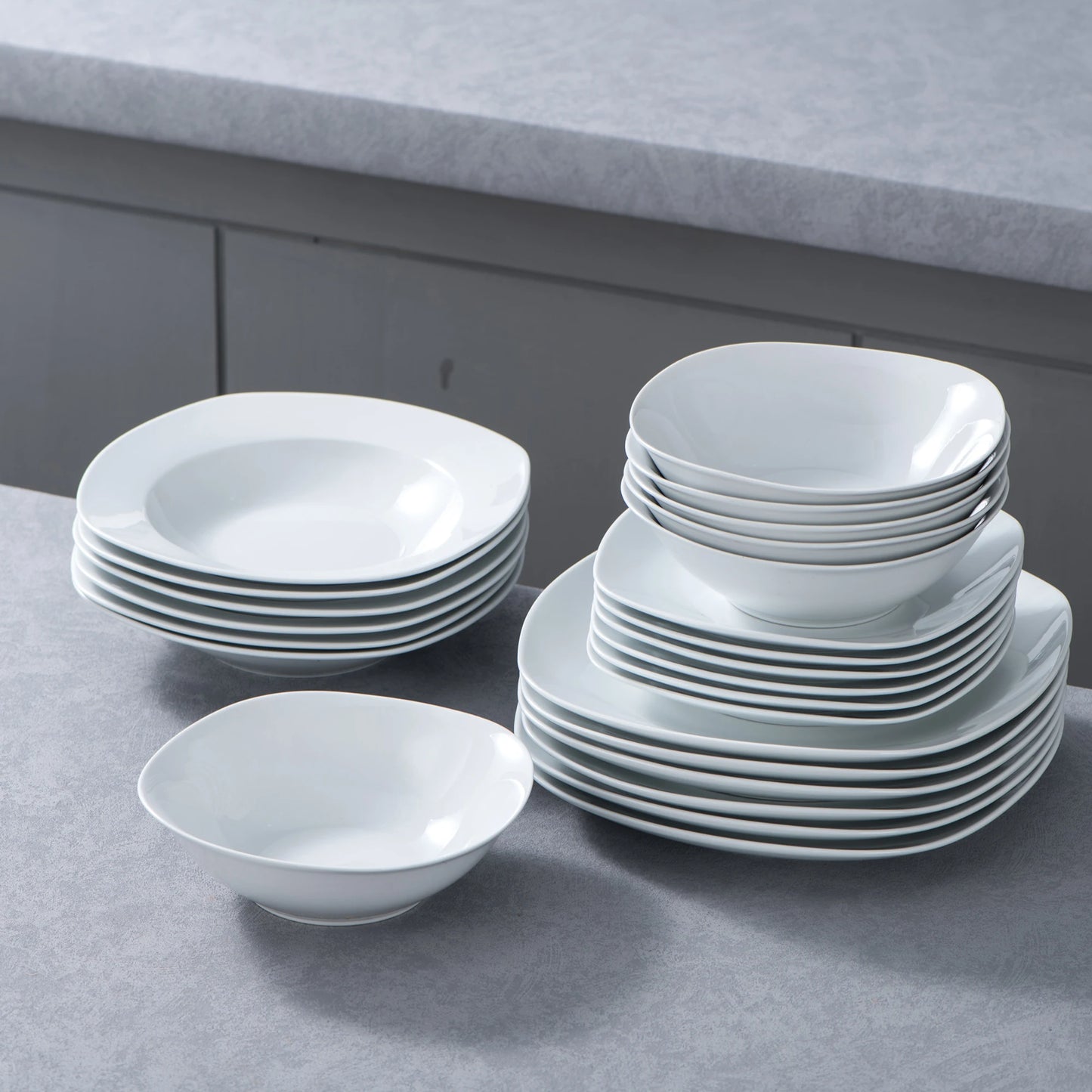 MALACASA Elisa Porcelain Dinnerware Set For Six Ceramic Tableware