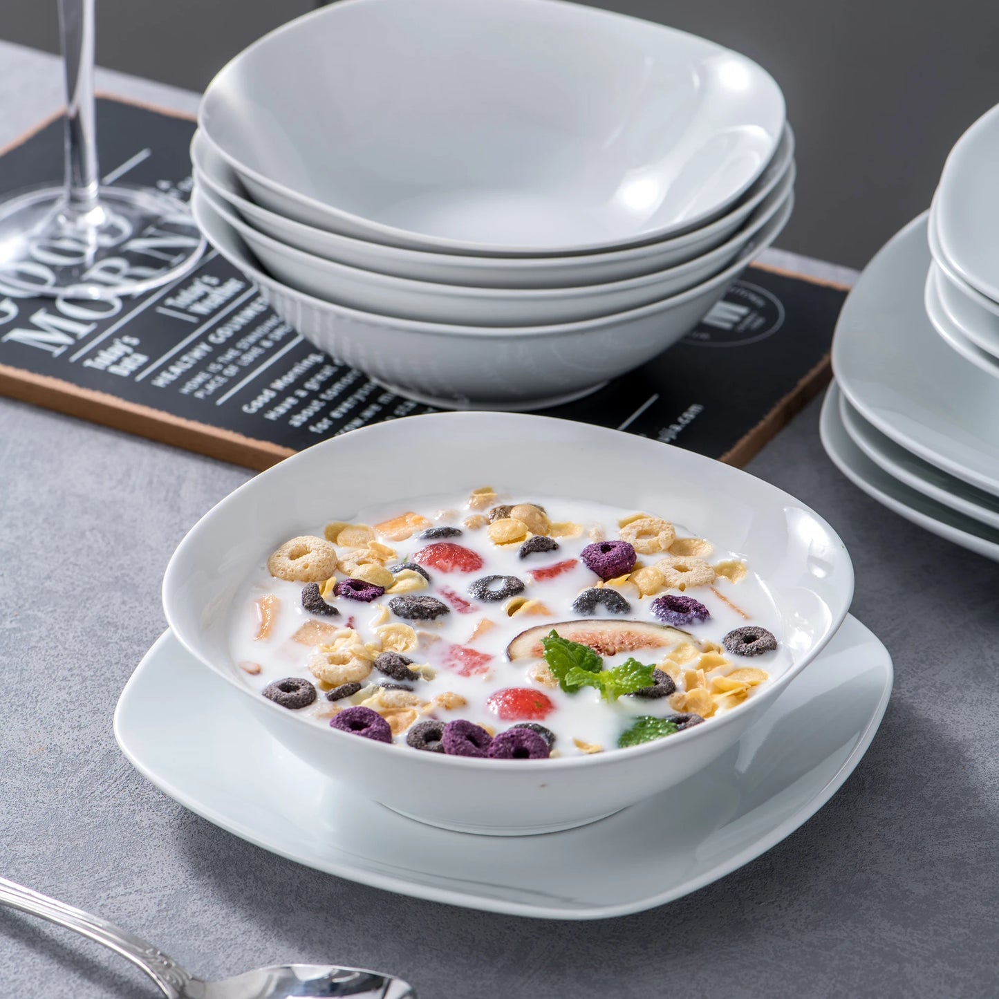 MALACASA Elisa Porcelain Dinnerware Set For Six Ceramic Tableware