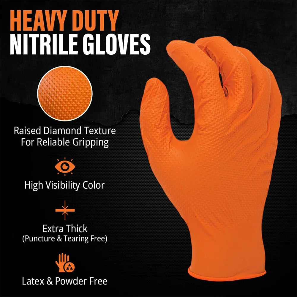 Heavy Duty Nitrile Gloves With Textured Grip For Mechanics And Garden