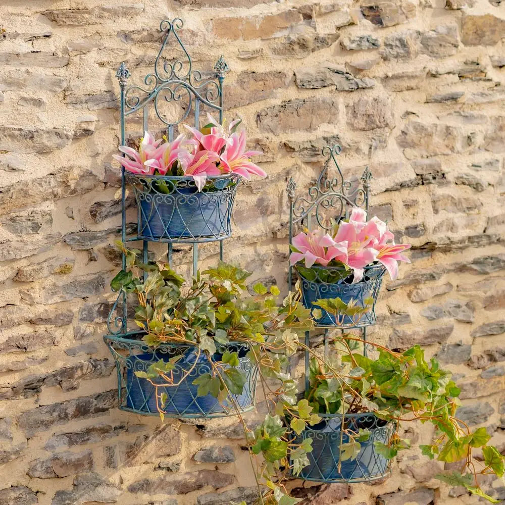 Set Of 2 Dual Wall Planters With Removable Baskets