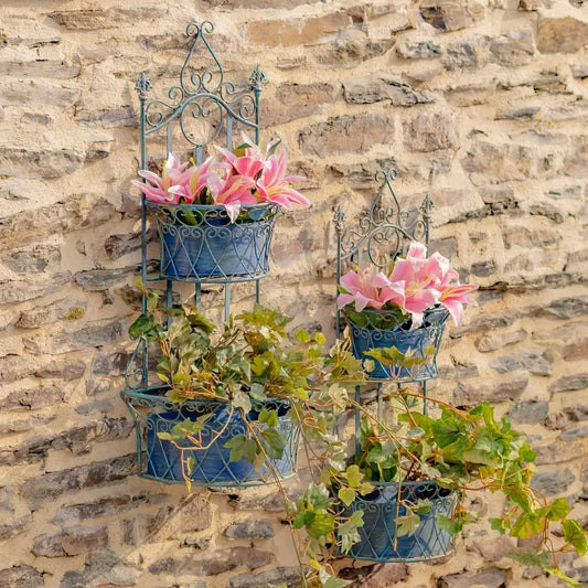 Set Of 2 Dual Wall Planters With Removable Baskets