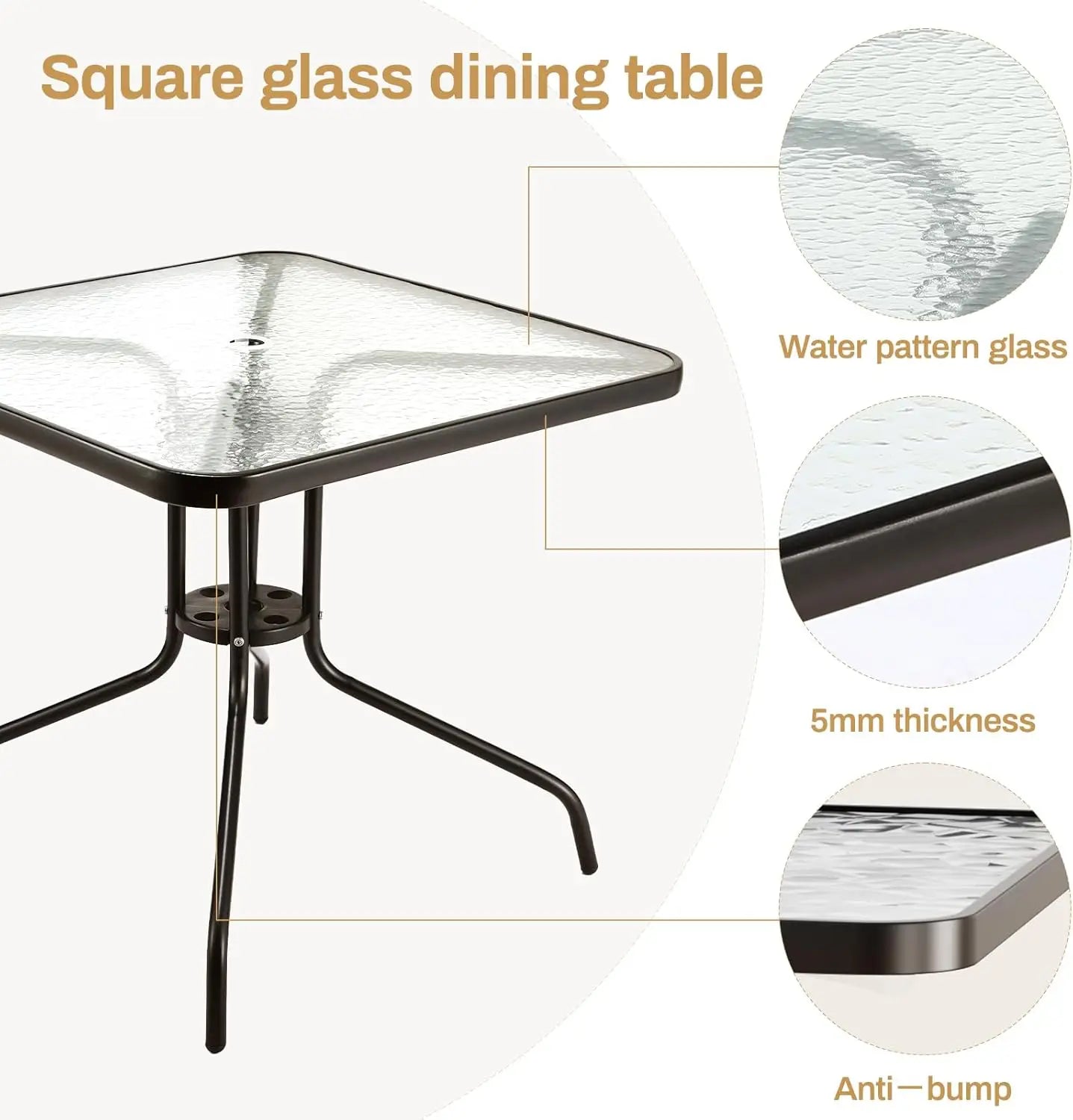 Outdoor Patio Dining Set With Glass Table And Chairs