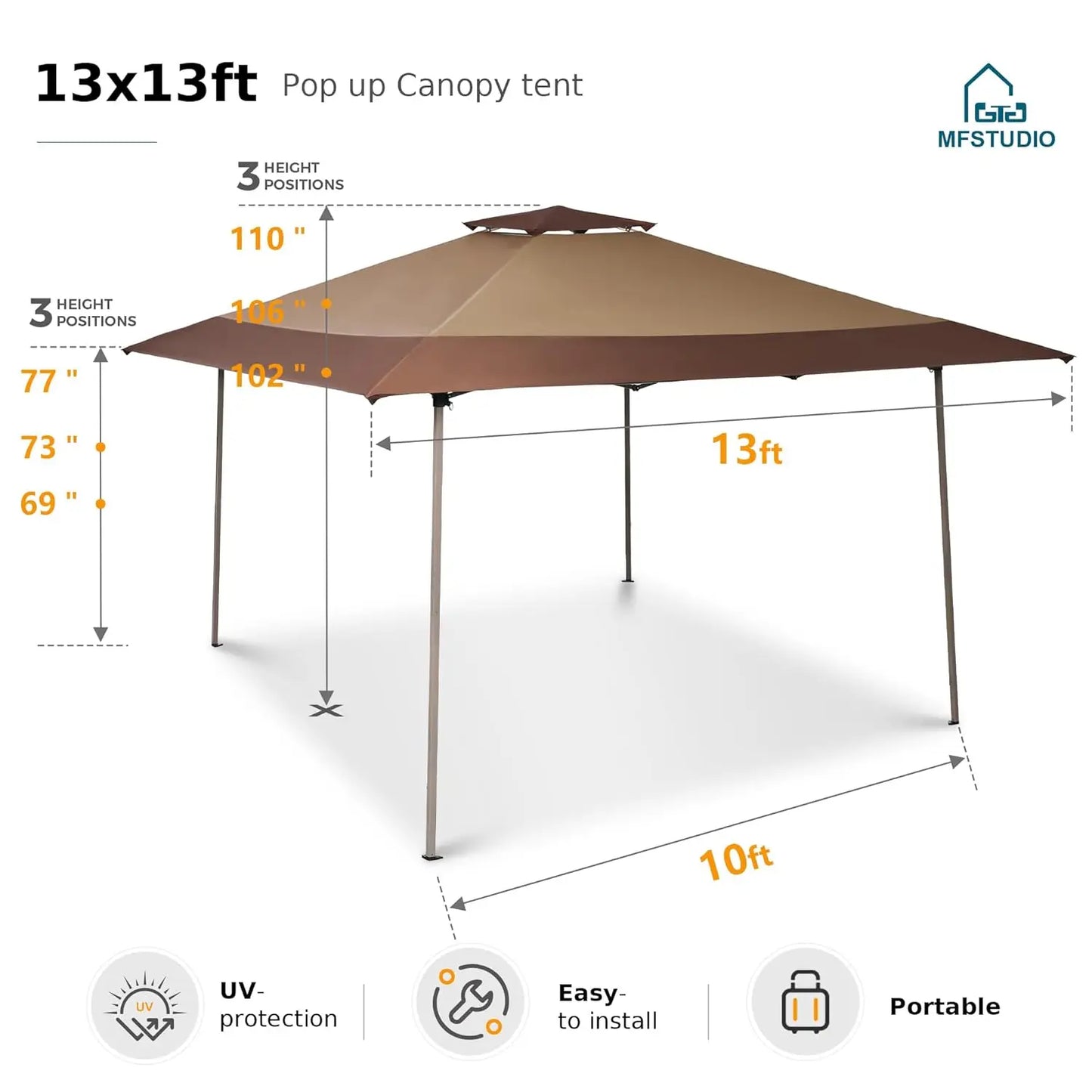 Pop Up Canopy Tent Gazebo Shelter For Outdoor Patio Use