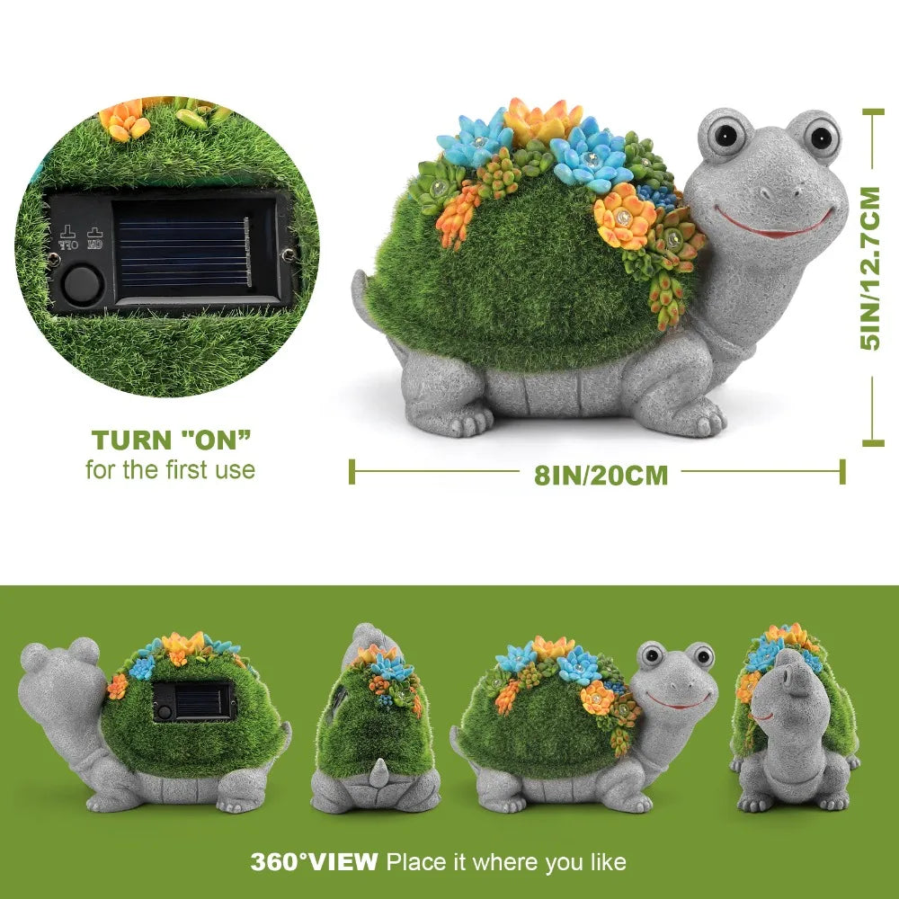 Solar Garden Turtle Dragon Elephant Statue Light Outdoor Decor