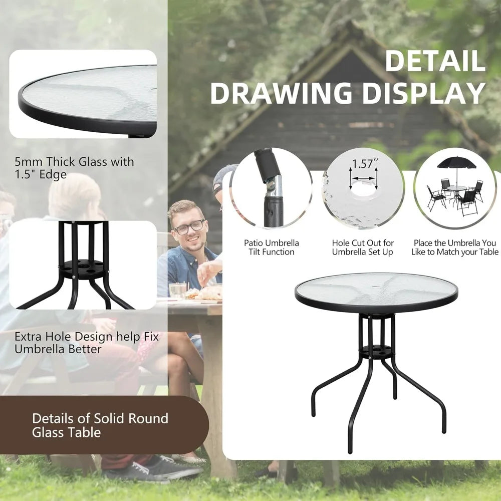 Outdoor Folding Dining Set With Umbrella Table And Chairs