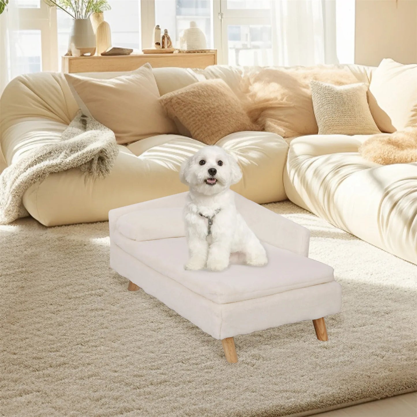 Bingopaw Elevated Pet Bed Nordic Wood Legs With Waterproof Pad