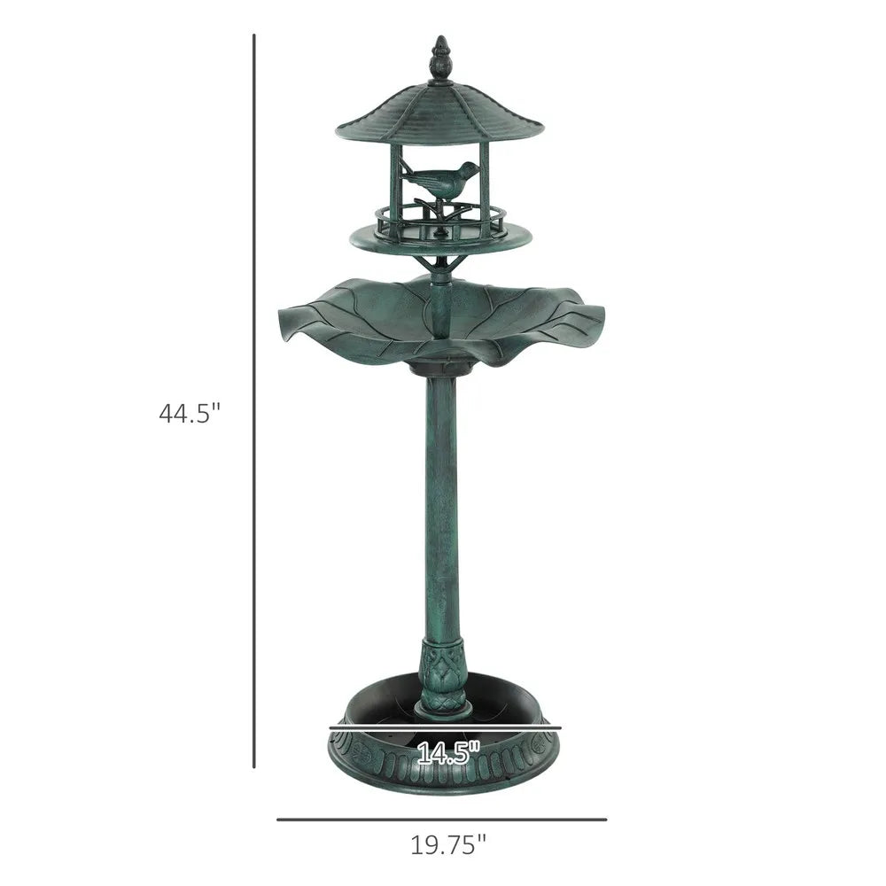 Outdoor Pedestal Bird Bath Garden Decor Feeder Planter Resin Freestanding