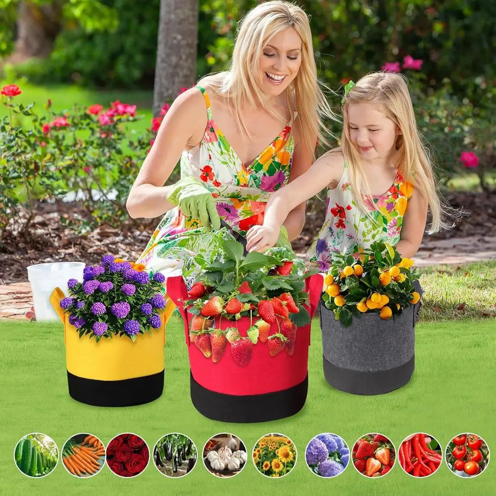 Breathable Fabric Plant Pots With Handles For Outdoor Garden Use