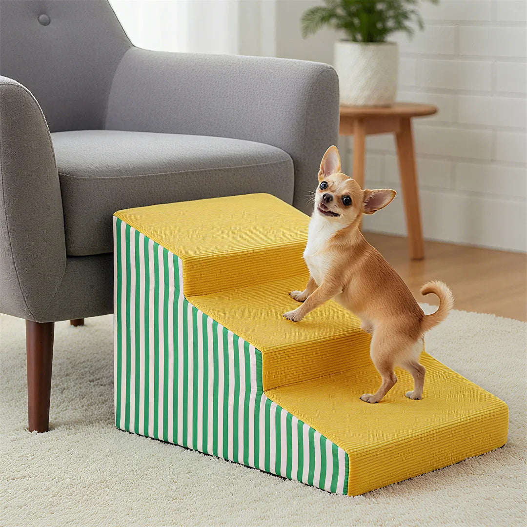 Pet Stairs For Dogs With Non Slip Foam Ramp For Easy Access