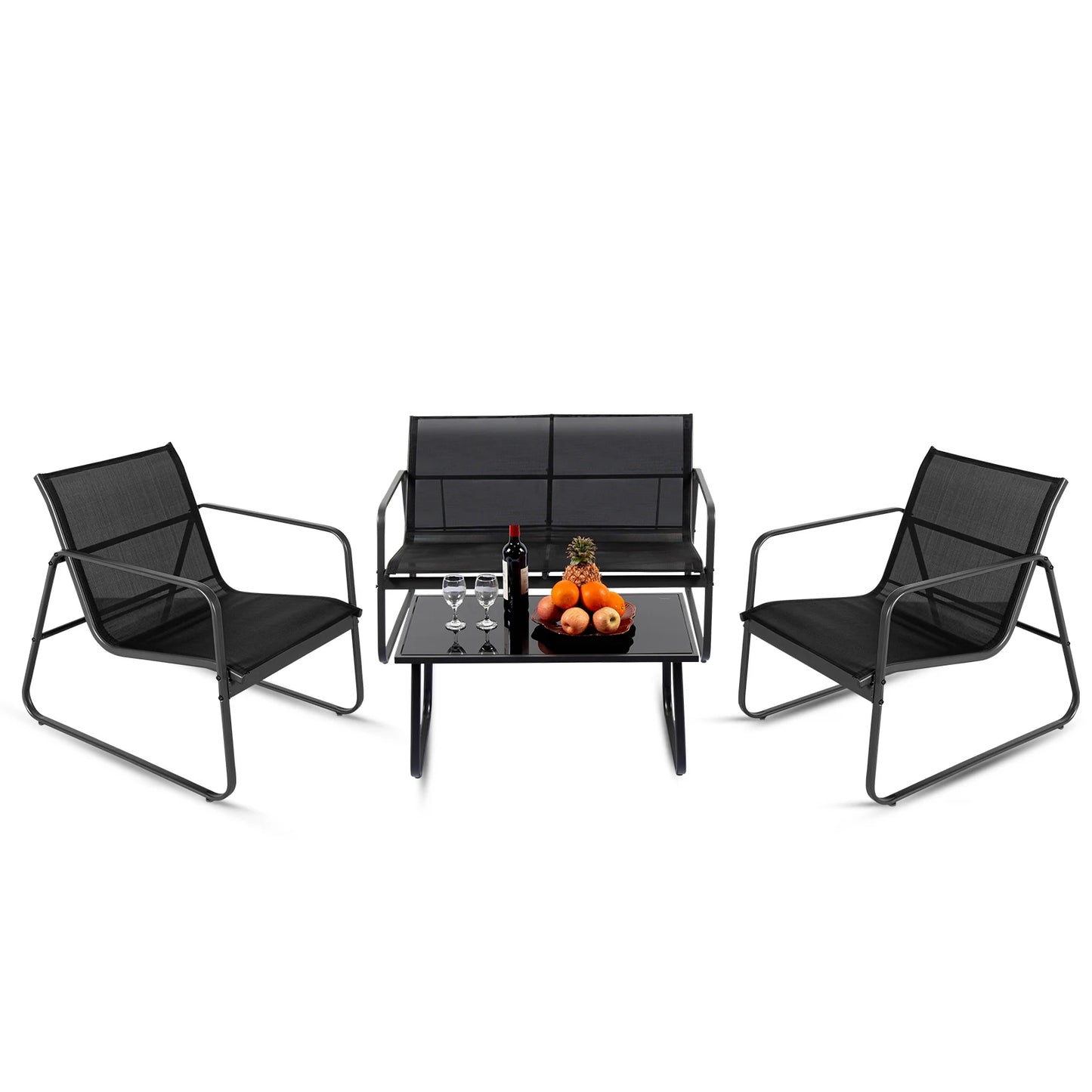 JHK Outdoor Patio Furniture Set With Table And Mesh Back