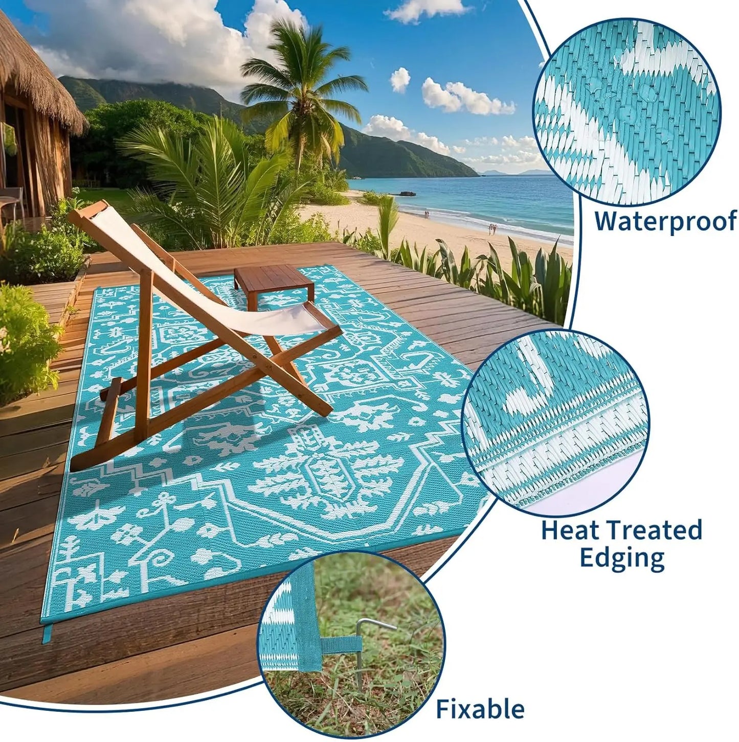 TWISTER.CK Waterproof Outdoor Rug Stain-Resistant Patio Mat
