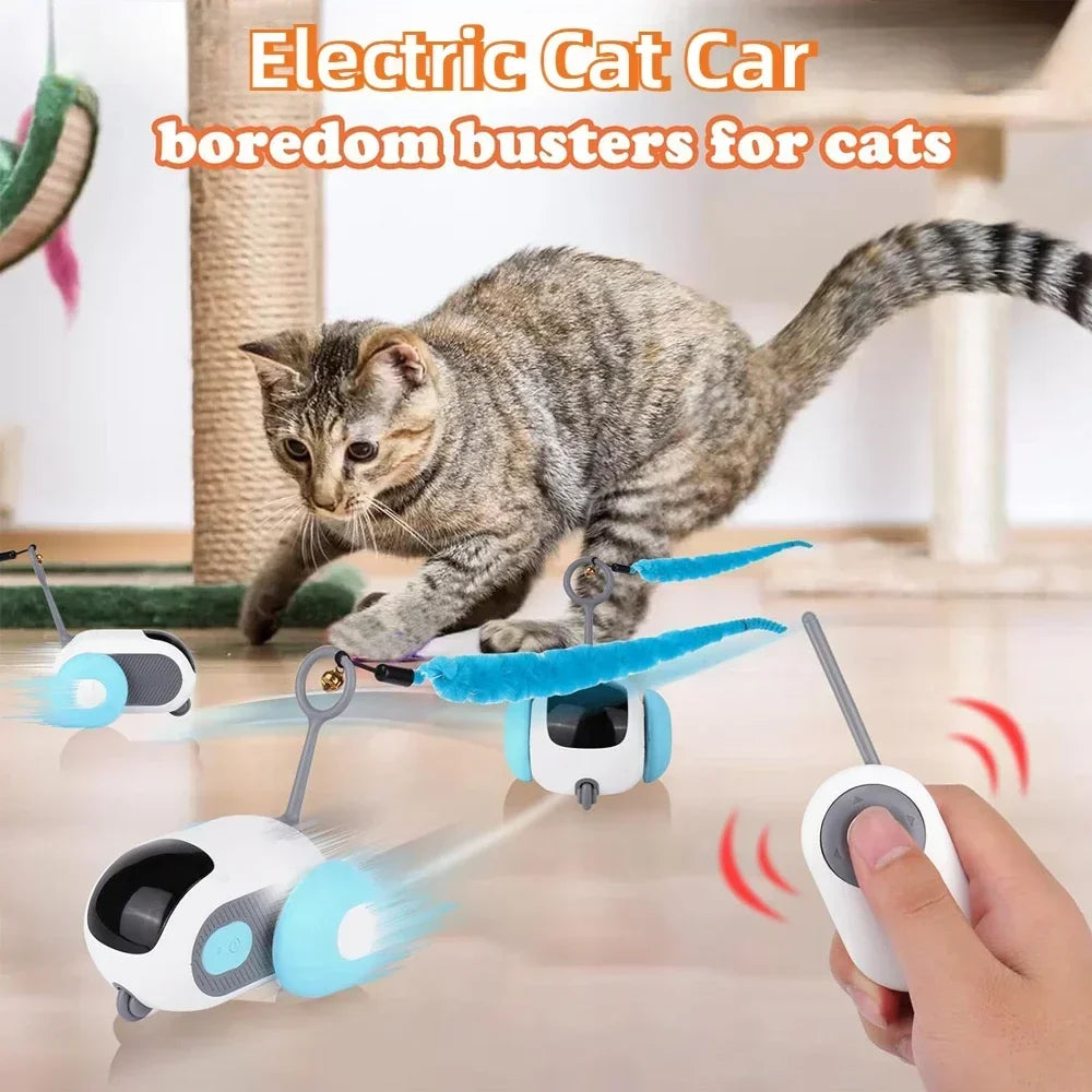 Automatic Rolling Remote Control Toy Car for Cats and Kittens