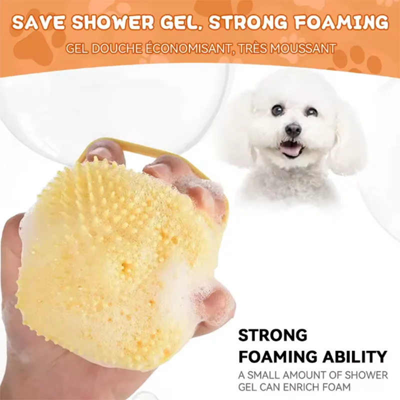 Pet Massage Brush Silicone Bath Tool For Dogs And Cats