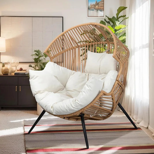 Outdoor Wicker Egg Chair PE Rattan Chair With Cushion