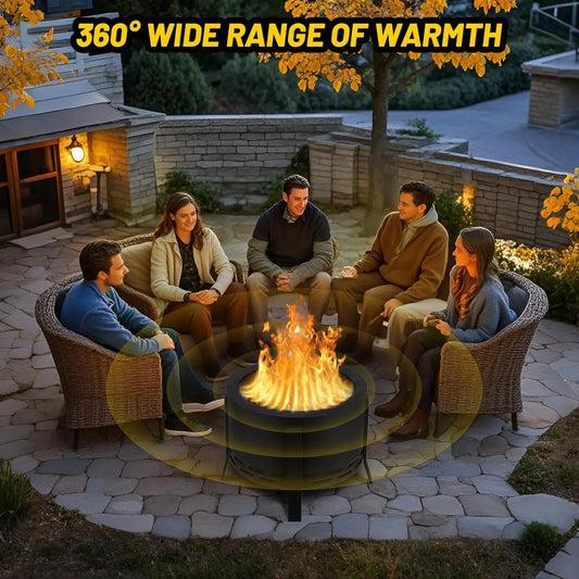 HiMISS Smokeless Firepit With Folding Feet Multi Fuel Charcoal