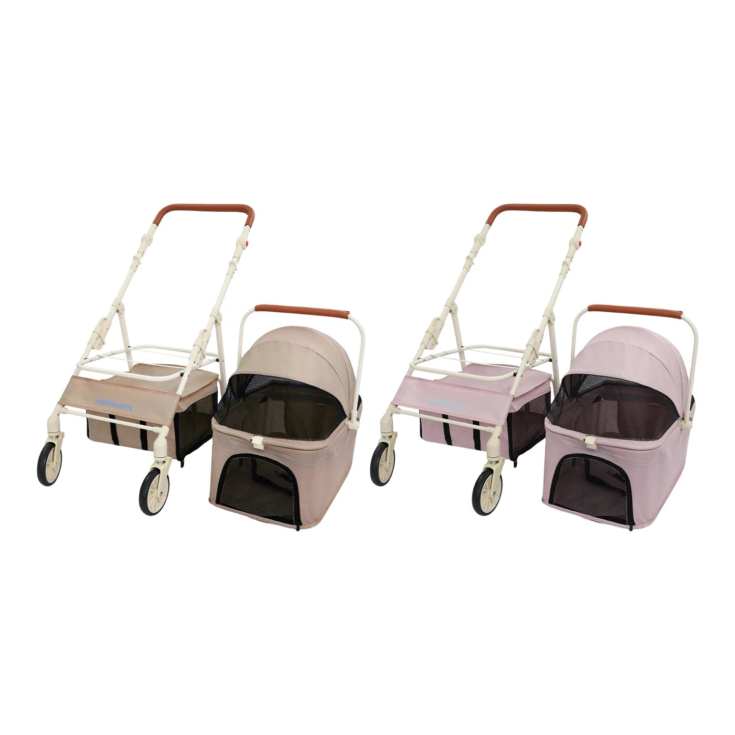 Foldable Double-Tier Pet Stroller With Removable Carrier