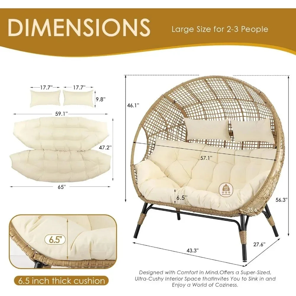 Double Egg Lounge Chair For Indoor Outdoor Patios And Decks