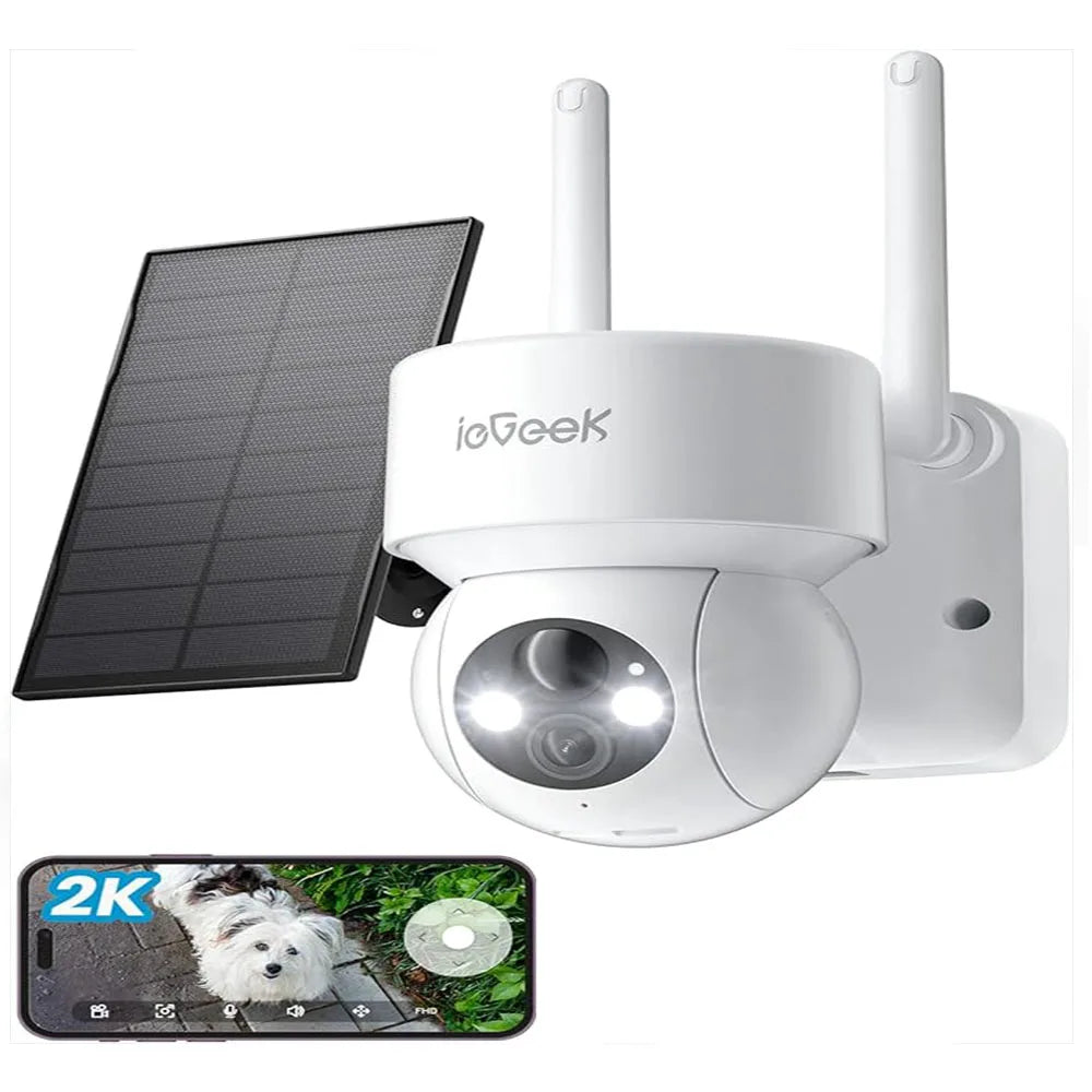 IEGEEK 2K 3MP WiFi Security Camera Outdoor PTZ Wireless Battery With Solar Panel