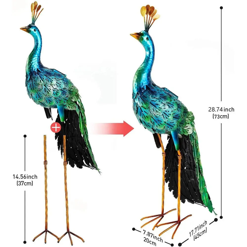 Peacock Metal Garden Statue For Yard, Patio And Lawn Decor