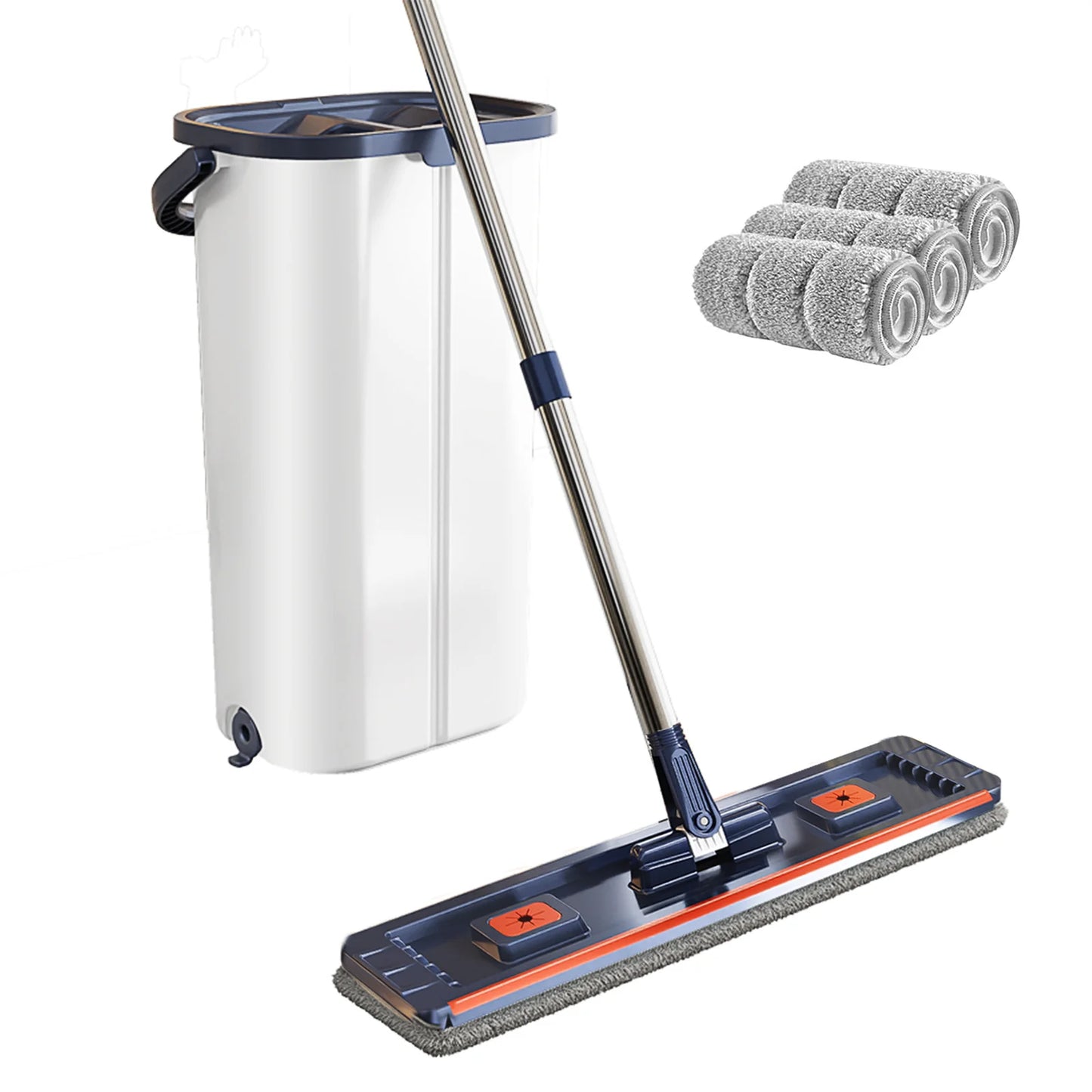 Microfiber Mop With Hands Free Bucket For Separate Clean And Dirty Water