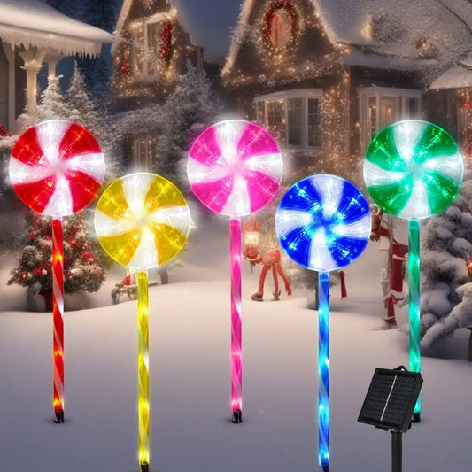 Solar Christmas Pathway Lights Candy Cane Lollipops