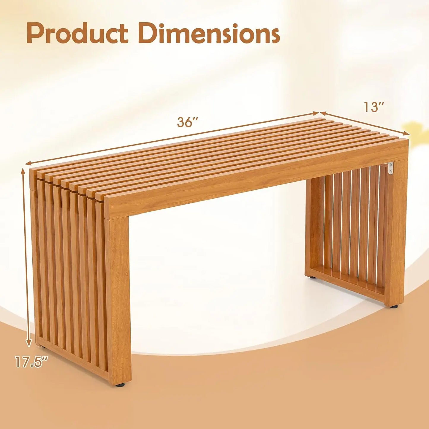 Acacia Wood Patio Bench Outdoor Backless Seating For Two