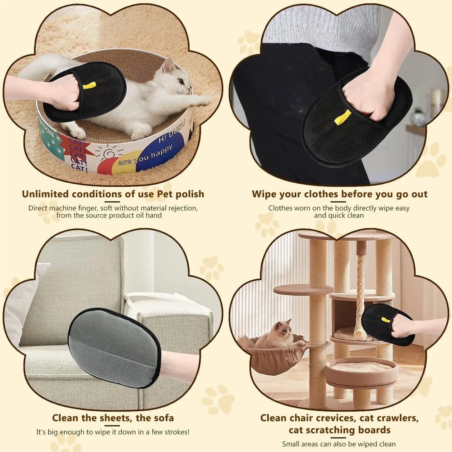 Pet Hair Remover Gloves Double Sided Fur Glove For Cats Dogs