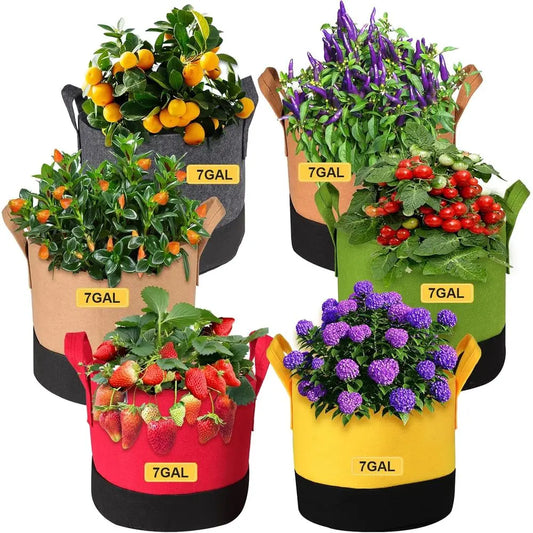 Breathable Fabric Plant Pots With Handles For Outdoor Garden Use