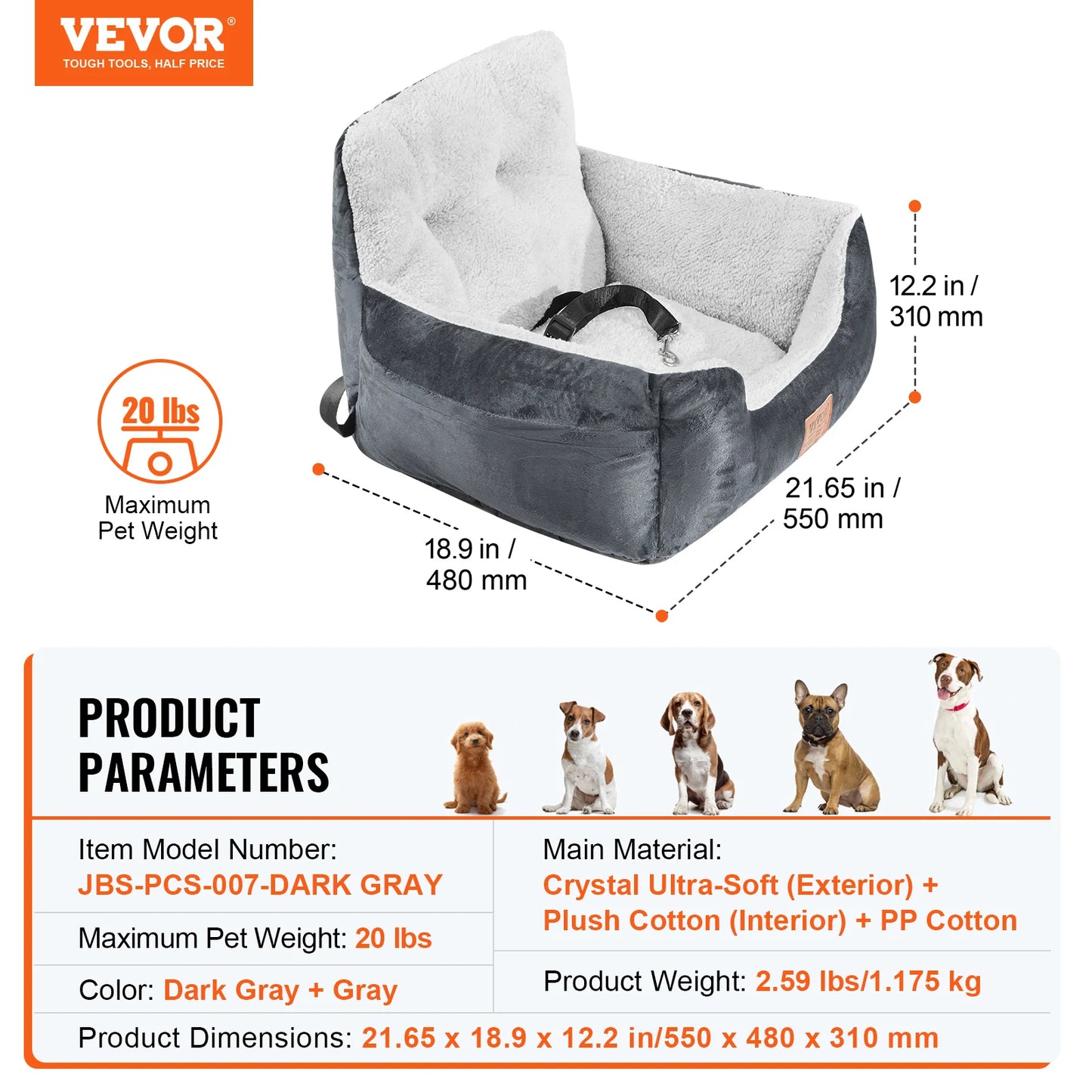 SucceBuy Waterproof Dog Car Seat Booster With Clip-On Leash