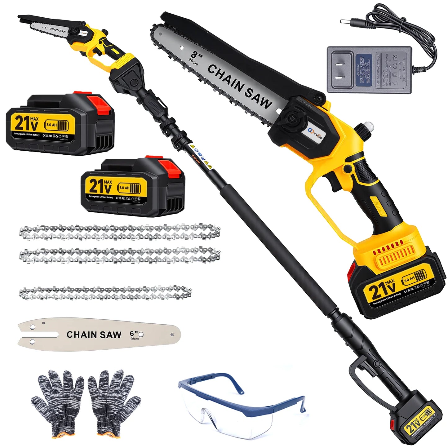 Two-In-One Cordless Pole Saw And Mini Chainsaw Tree Trimmer Extension Pole